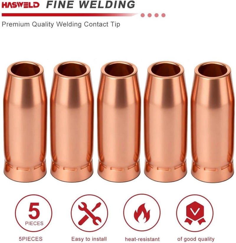 Hasweld 5PK Nozzle 198855 5/8" Fits Miller Spoolmatic 15A 30A Pro & XR Series Roughneck C-Series Welding Gun Consumables - Image 2